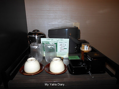 Complete tea making kit at New Miyako hotel in Kyoto - Japan