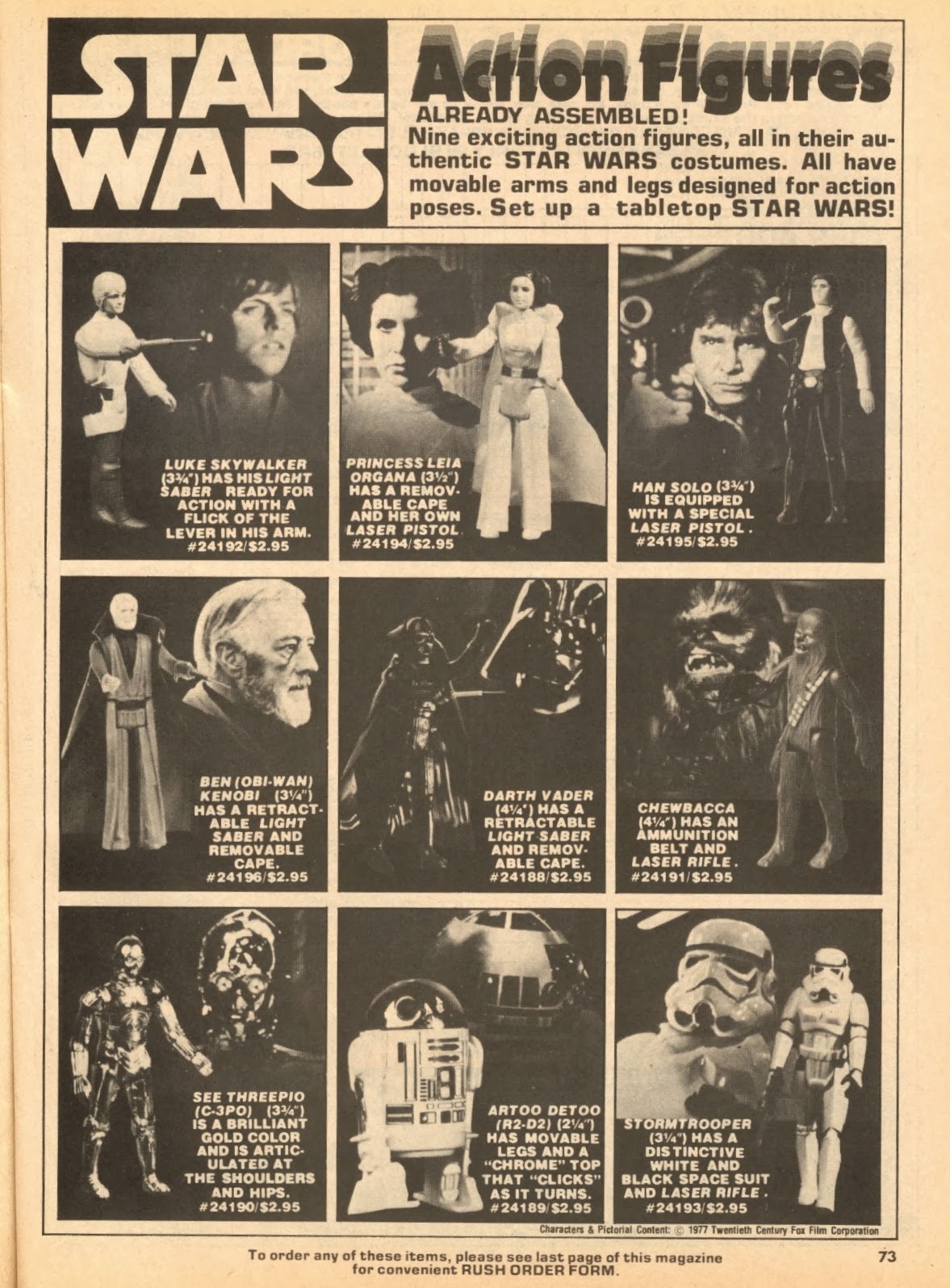 The March of the Twelve Backs Advertisement early Star Wars Action