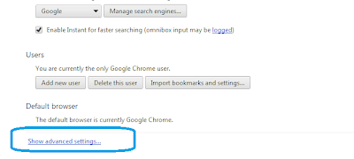 Advance setting option in Chrome: Intelligent Computing