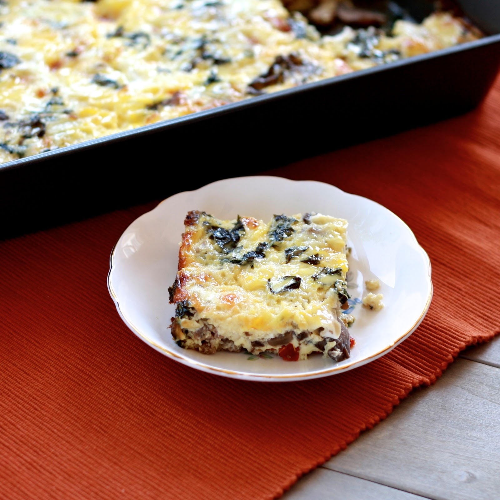 Sausage and Egg Casserole with Mushrooms, Sun-dried Tomatoes, and