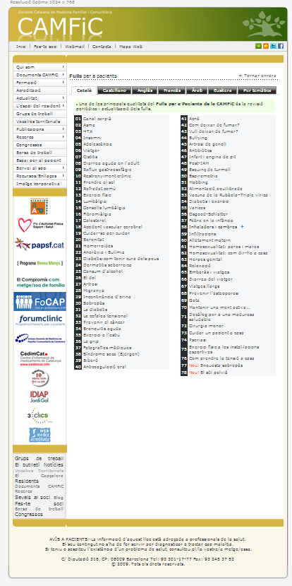 Fulls per a malalts en 7 llengues