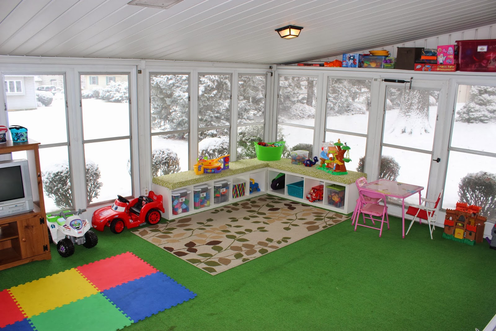 Organizing for Six Our Playroom in the Sunroom