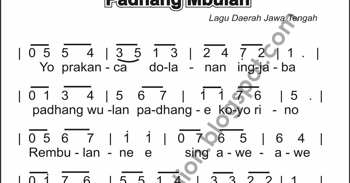 The Viro: Notasi Lagu Daerah " Padhang Mbulan"