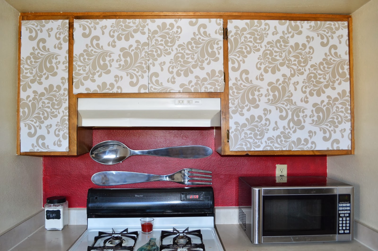 Darn Good Dinner cover ugly with contact paper