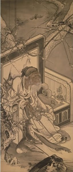 狩野山楽　【紙本水墨画双幅　楼閣山水図】　共箱　　掛軸双幅　　軸先は骨　稀有品 狩野山楽 【紙本水墨画双幅 楼閣山水図】 共箱 掛軸双幅 軸先は