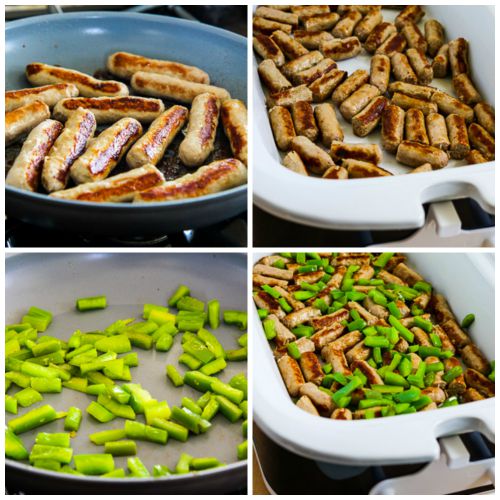 Slow Cooker Egg Casserole with Sausage, Peppers, Cottage Cheese, and