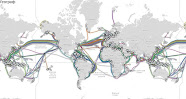 Карта подводных коммуникационных кабелей. по которым передается 99% мирового интернет трафика
