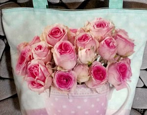 Shabby Chic Flower Cup Totebag