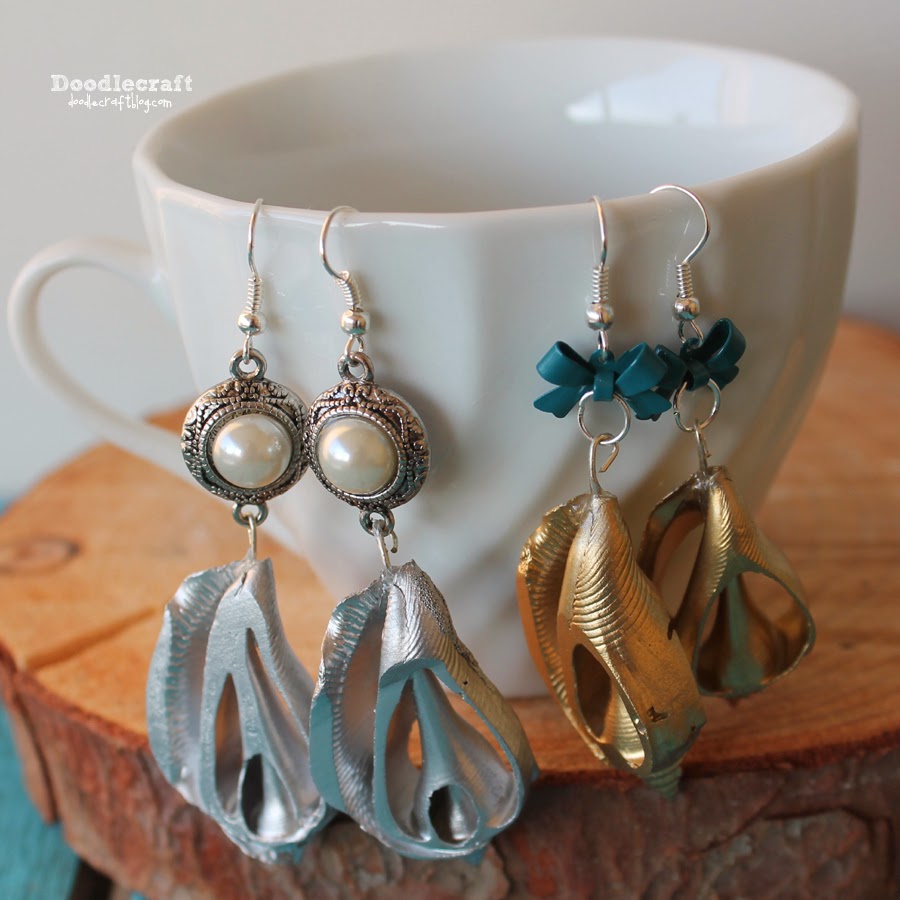 Doodlecraft Seashell Dangle Earrings!