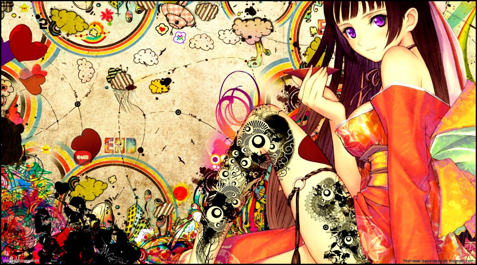 Anime Colorful Girl Tattoo Anime Colorful Girl Tattoo