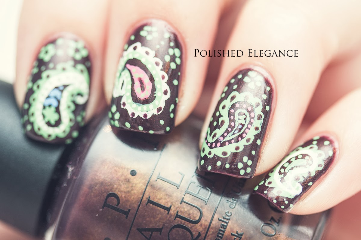 Polished Elegance Lucky Dip Paisley nail art