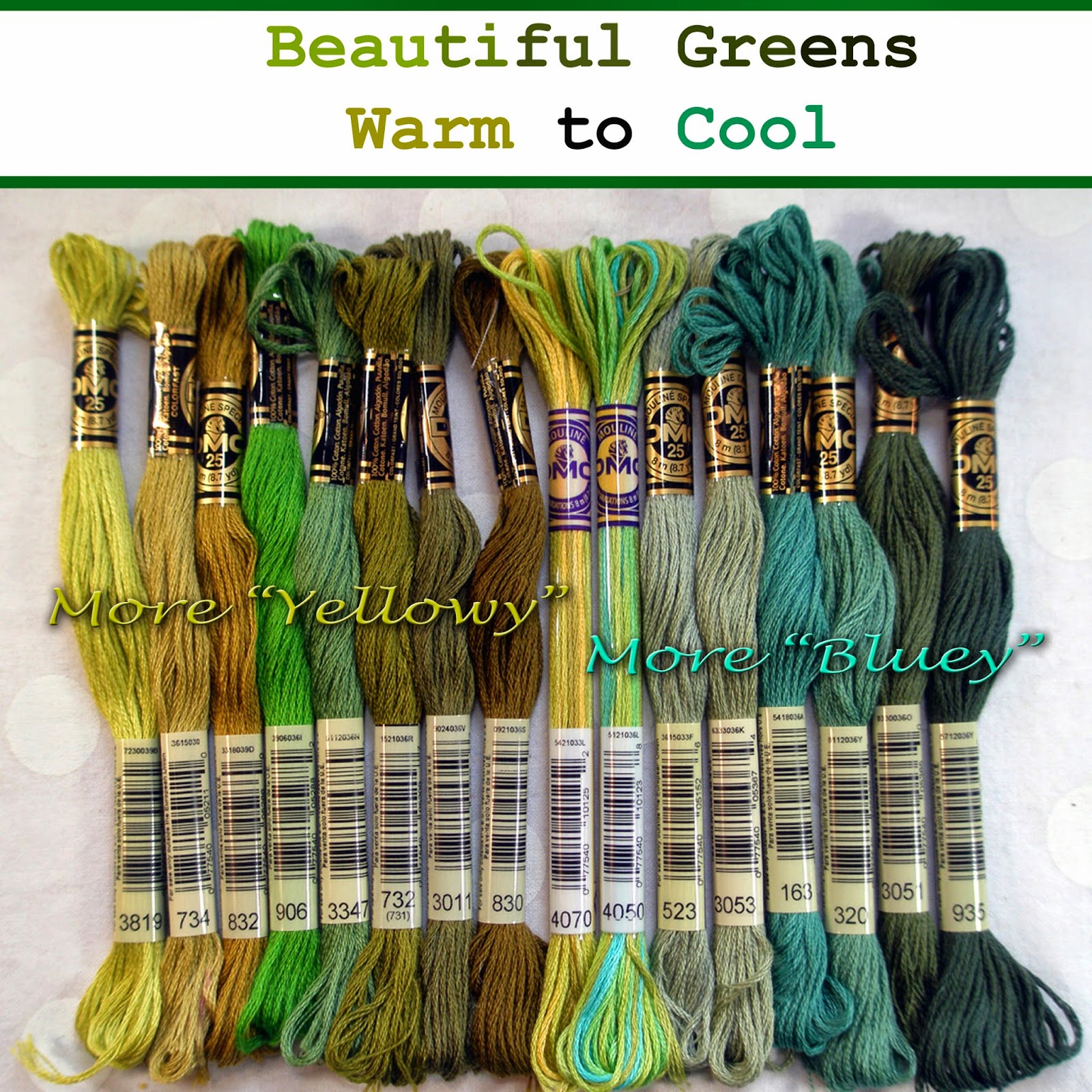 25 Anchor Embroidery Cotton Thread / Skeins / Floss in Green, Red, Blue,  Yellow, Brown Combinations 
