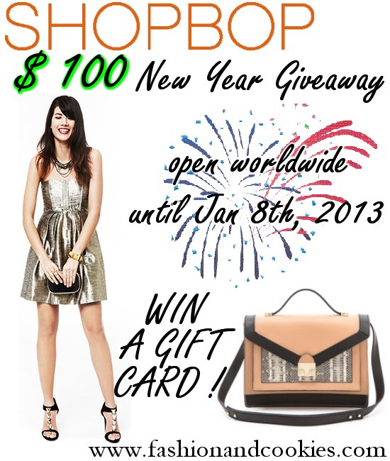 Shopbop $100 New Year giveaway on Fashion and Cookies