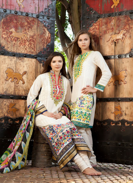 Spring/Summer Women's Embroidered Dresses Collection 2013 By Firdous