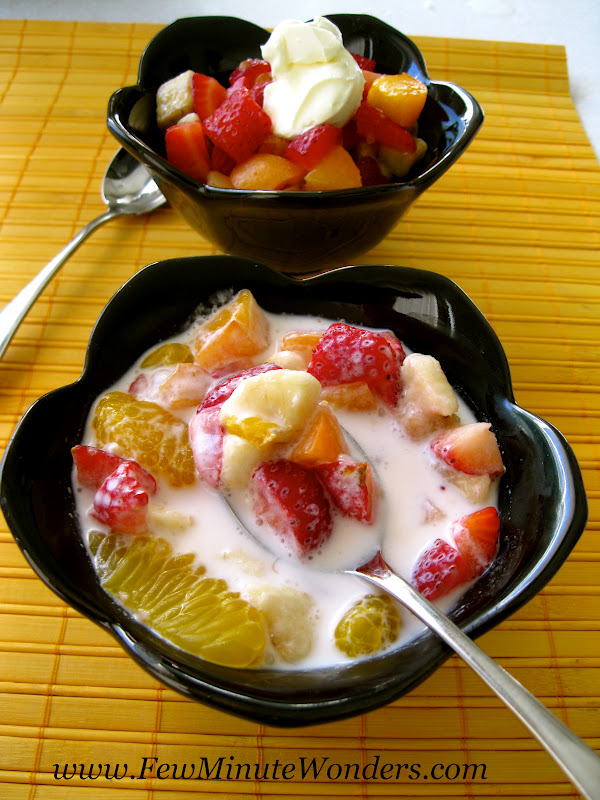 Fruit Salads Topped With Creme Fraiche or In Fresh Cream Few Minute