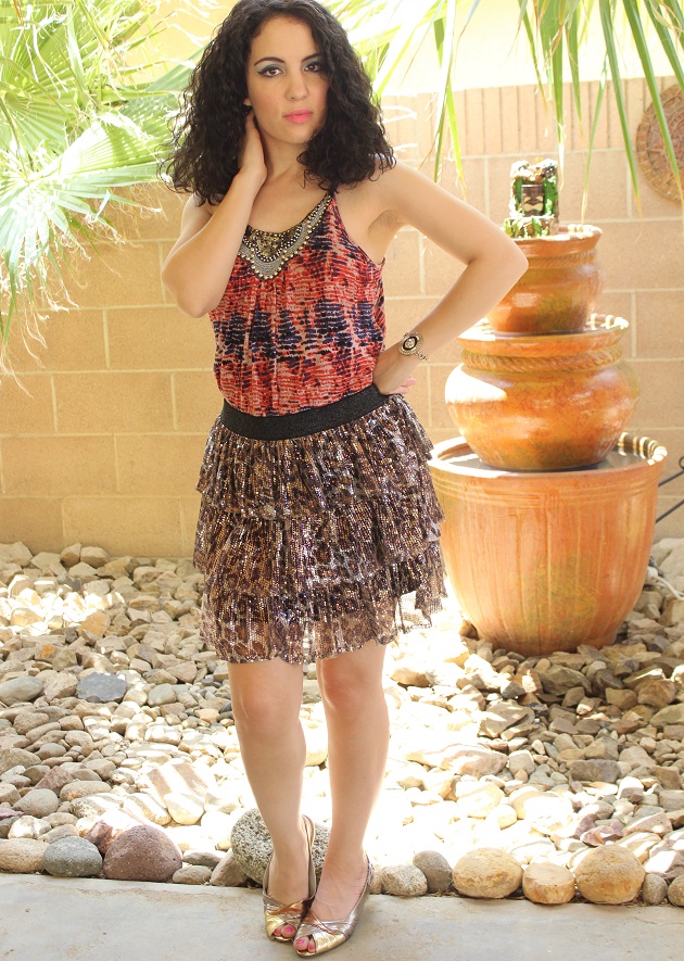 Libertad Green Leopard Sequin Skirt