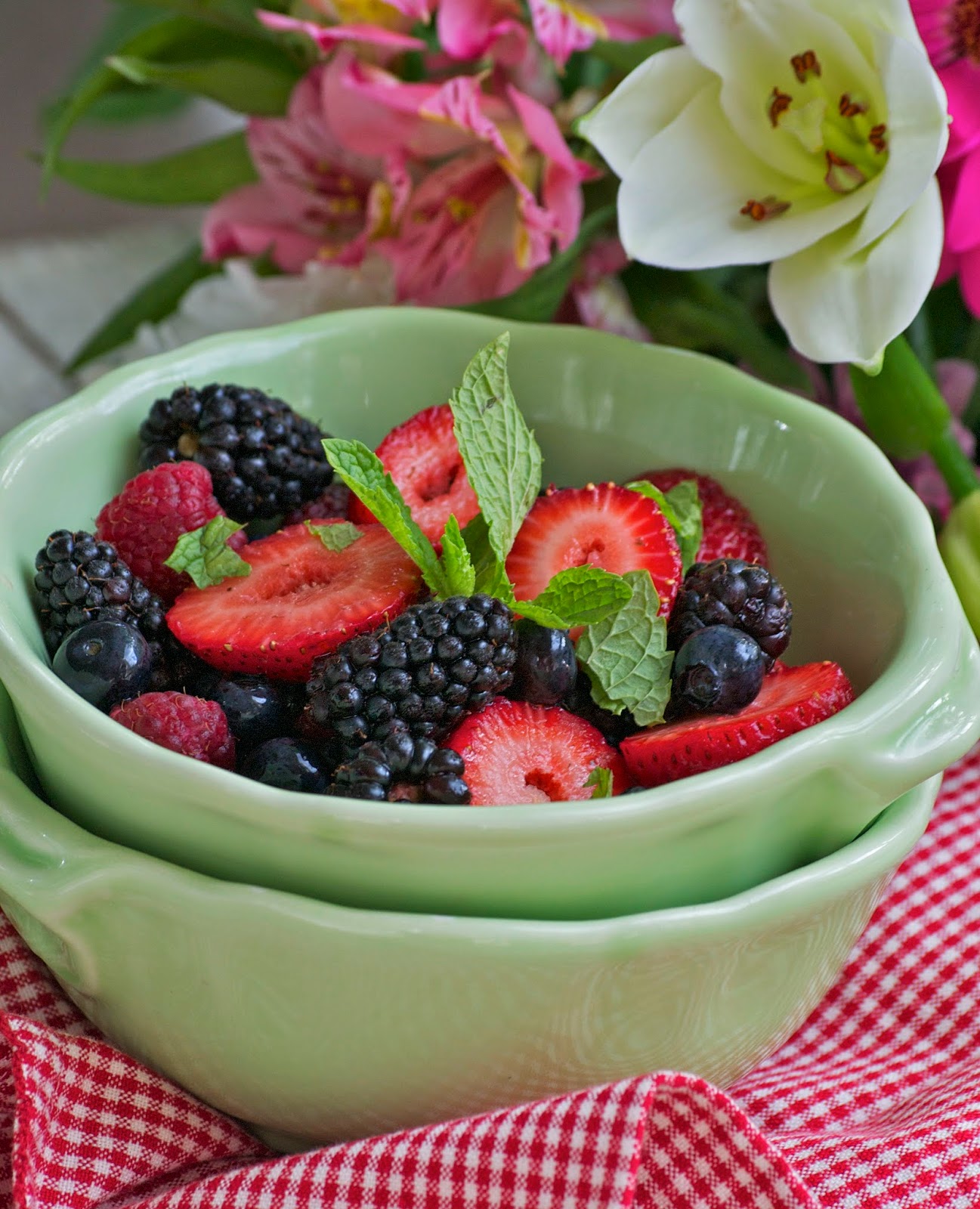 more than burnt toast Summer Fruit Medley with Limoncello and Mint for