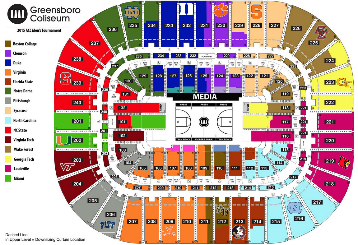 2018 Acc Tournament Seating Chart By School