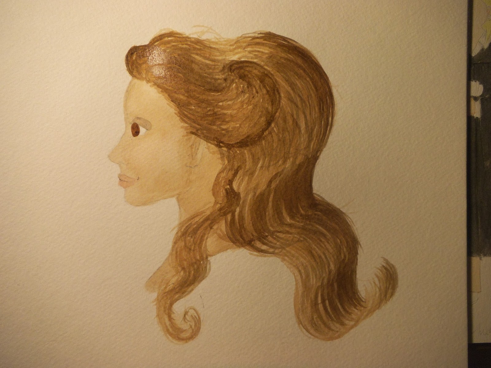 Paper Doll School Painting Wavy/Curly Hair in Watercolors