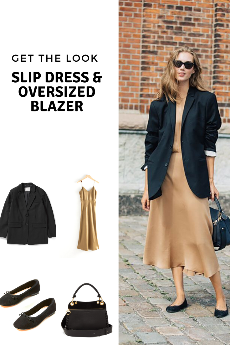 Get the look: slip dress and oversized blazer - Cheryl Shops