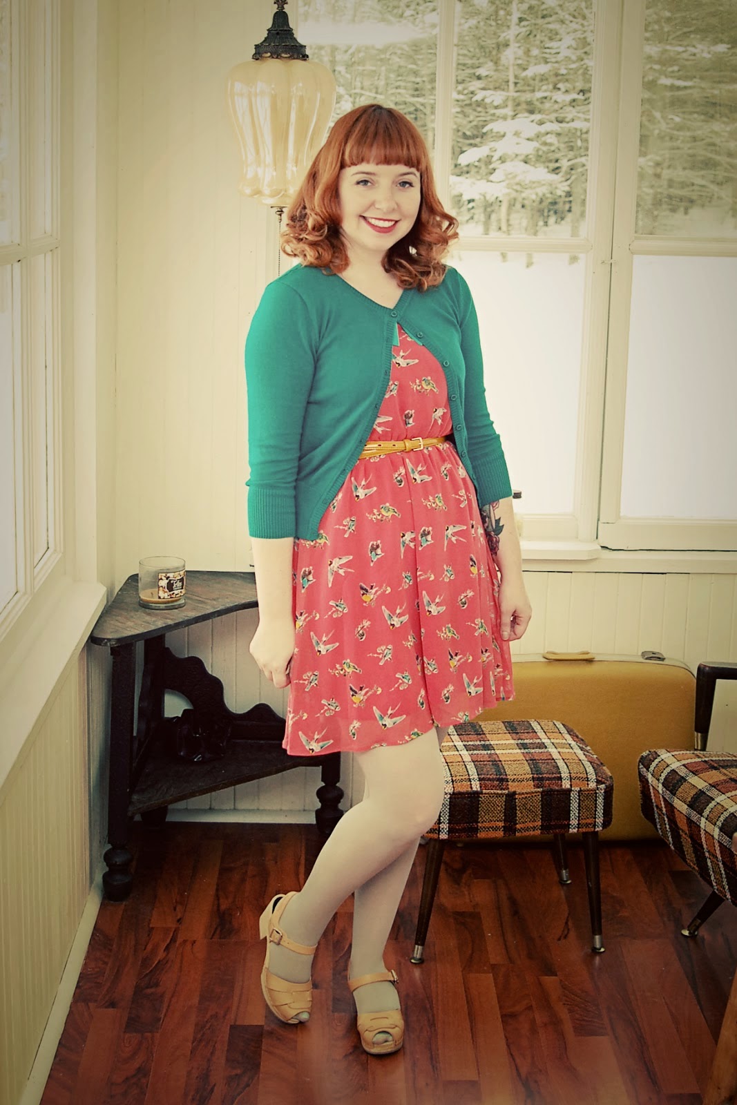 Cardigan girls next door. Green cardigan top button buttoned