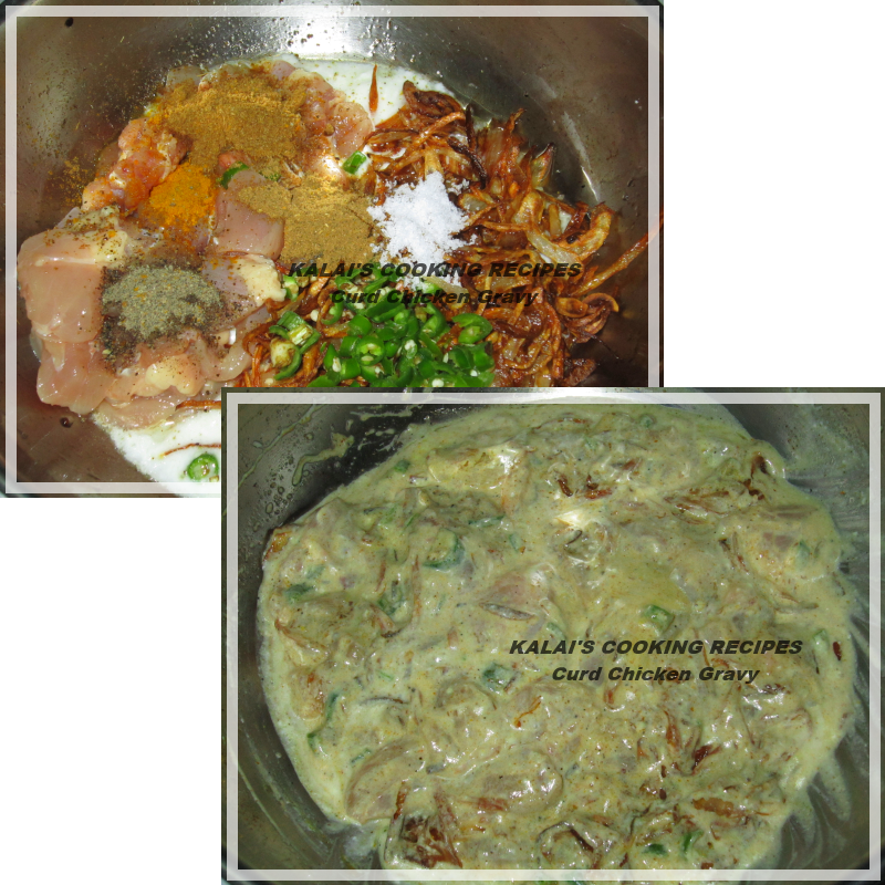 Simple Curd Chicken Gravy With Fried Onion