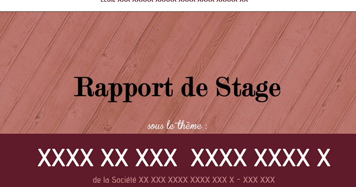 Page de Garde Gratuite Pour votre rapport de stage  Page de Garde