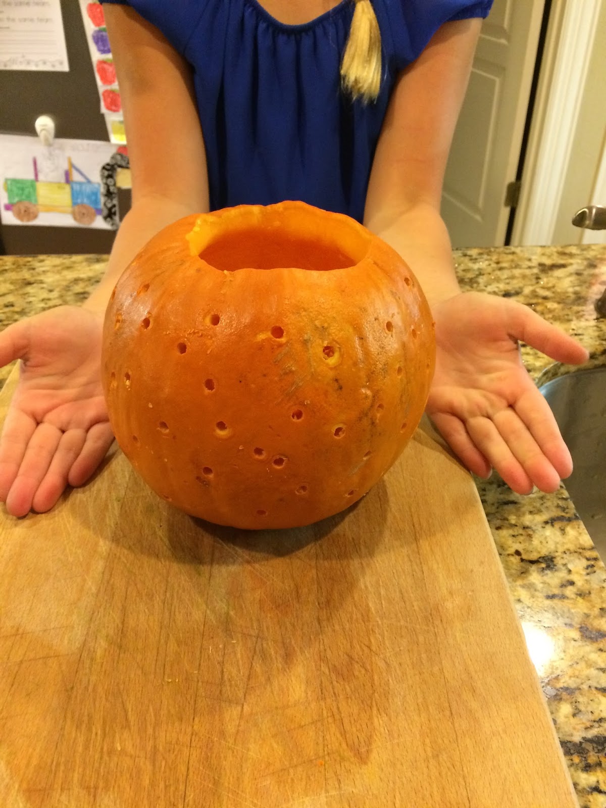 Crafty Texas Girls Pumpkin Carving with a Power Drill