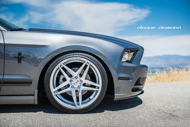 2014 Ford Mustang Fitted with 20 inch BD-8's in Silver - Blaque Diamond Wheels