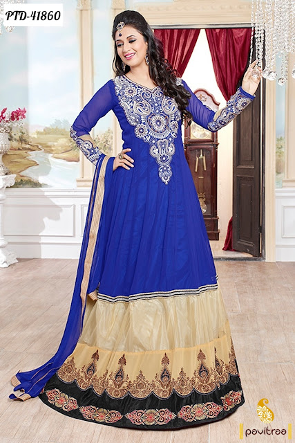 Tv Actress Ishita Blue Anarkali Suit