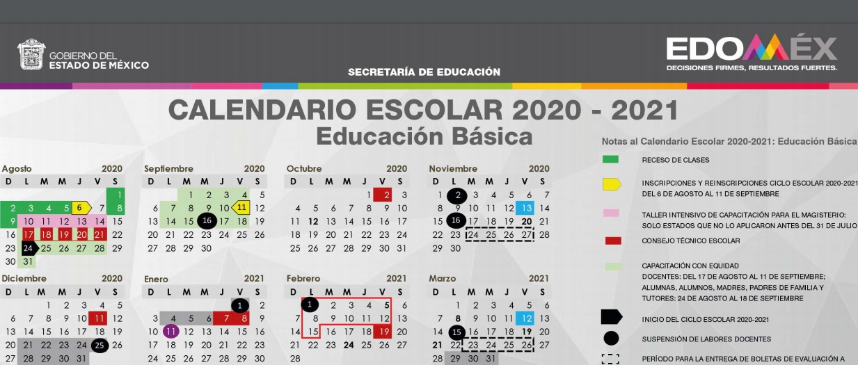 CALENDARIO ESCOLAR DE EDUCACIÓN BÁSICA 2020-2021