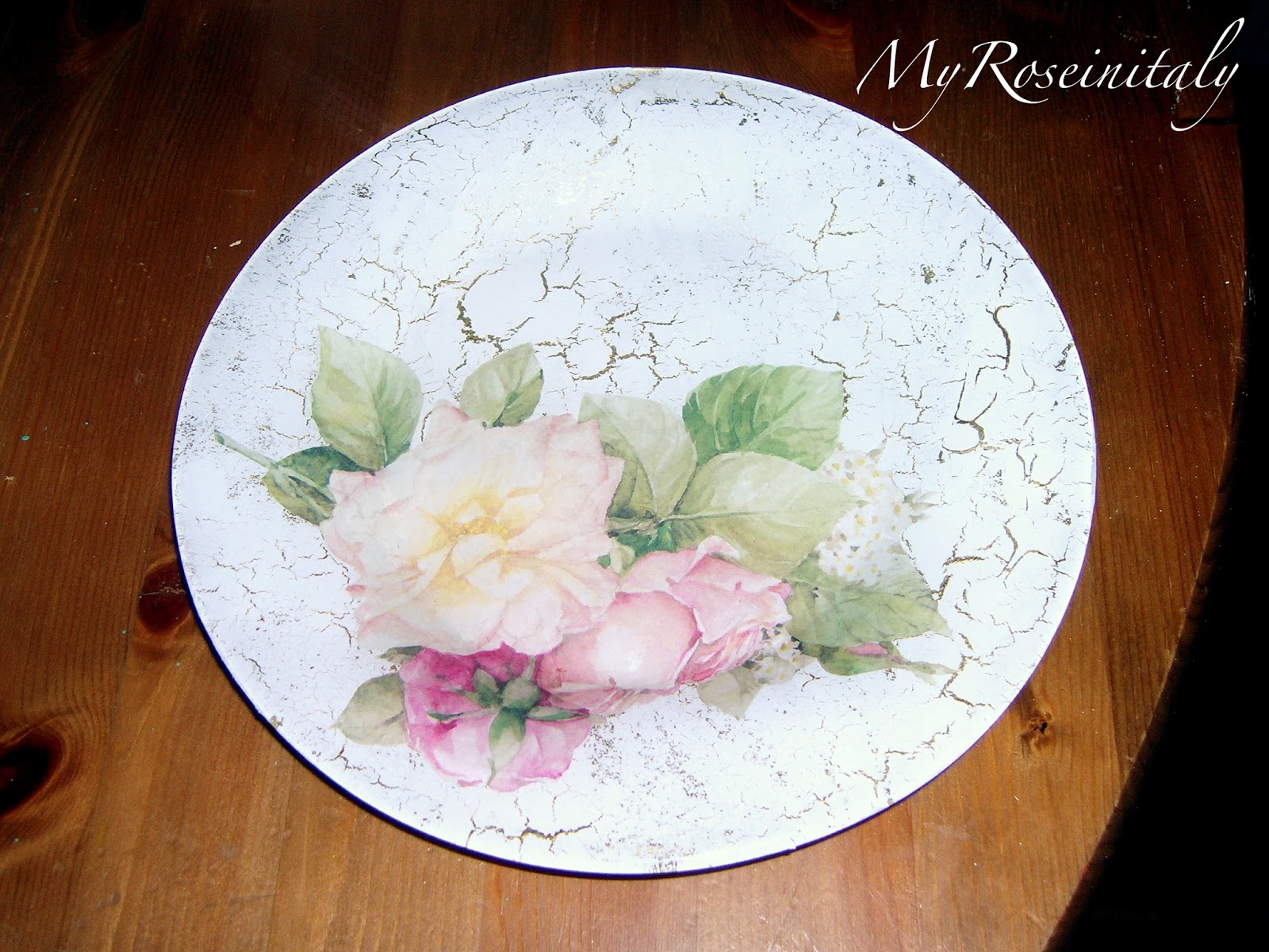 My RoseinItaly Decoupage e craquele su vetro