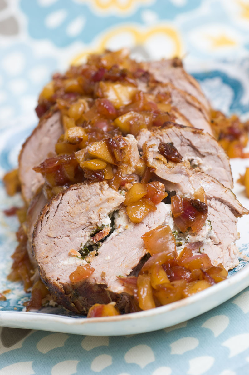 Bacon & Goat CheeseStuffed Pork Tenderloin with Apple Chutney + A GIVEAWAY