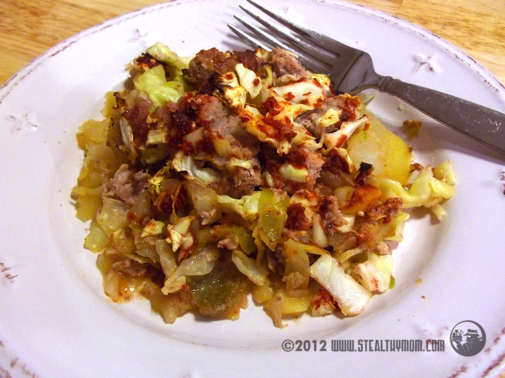 Stealthy Mom Pork, Cabbage and Potato Bake (gluten free)