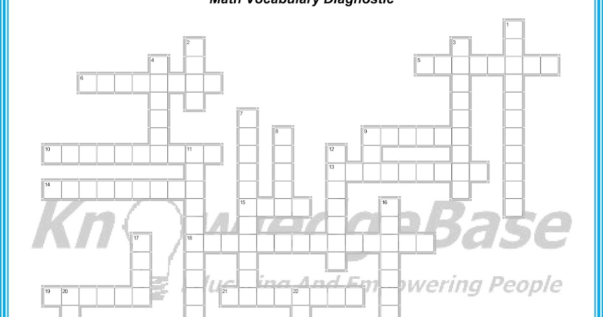 Reach - Then Teach: Big Ideas About Math Education: Math Crossword