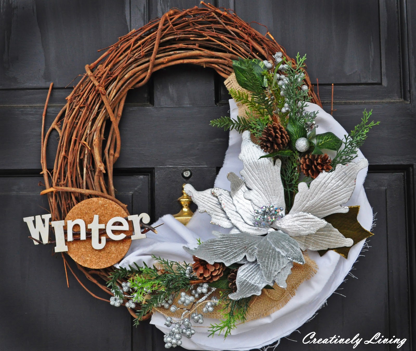 Winter Wreath (made from leftover Christmas decor) Revamped....again