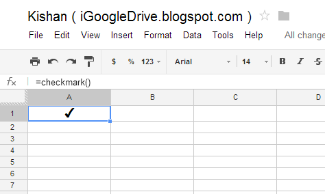 Write a tick in excel
