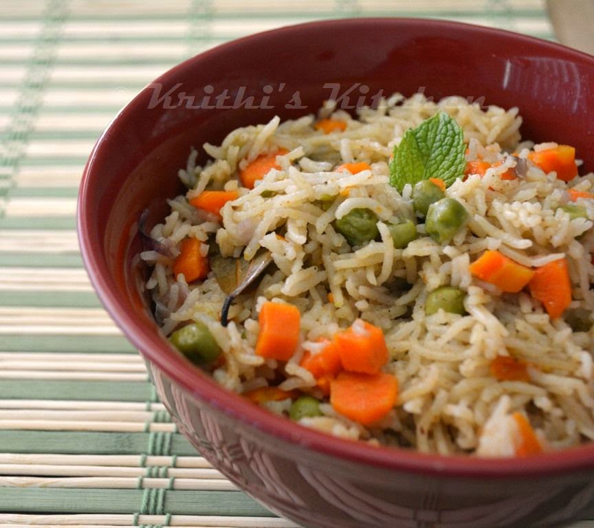 Krithi's Kitchen Easy Vegetable Pulao Pressure cooker Pulao