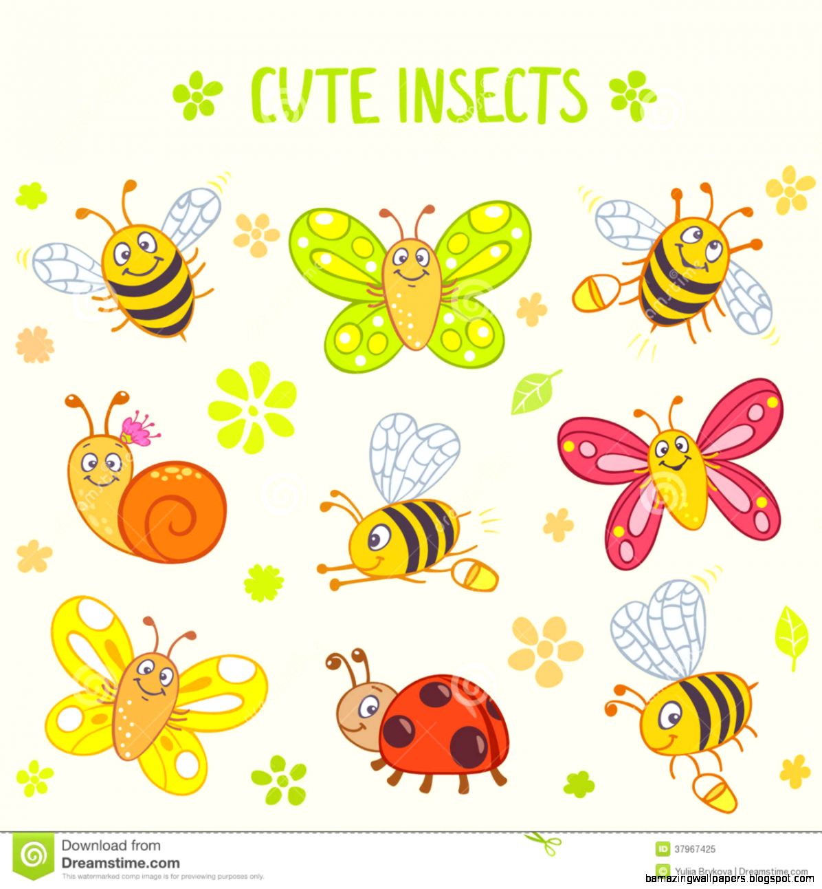 Cute Insects Set Royalty Free Stock Photo   Image 37967425 Cute Insects Set Royalty Free Stock Photo   Image 37967425