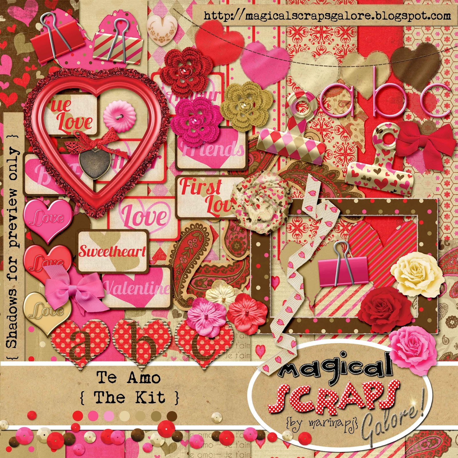 Magical Scraps Galore: Te Amo Kit and Freebie