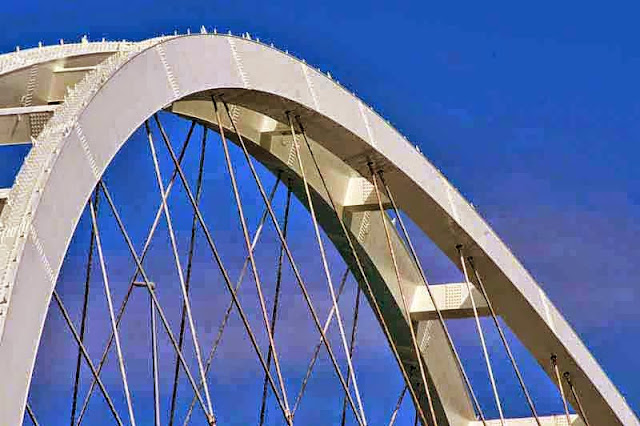 blue sky, view, top of bridge