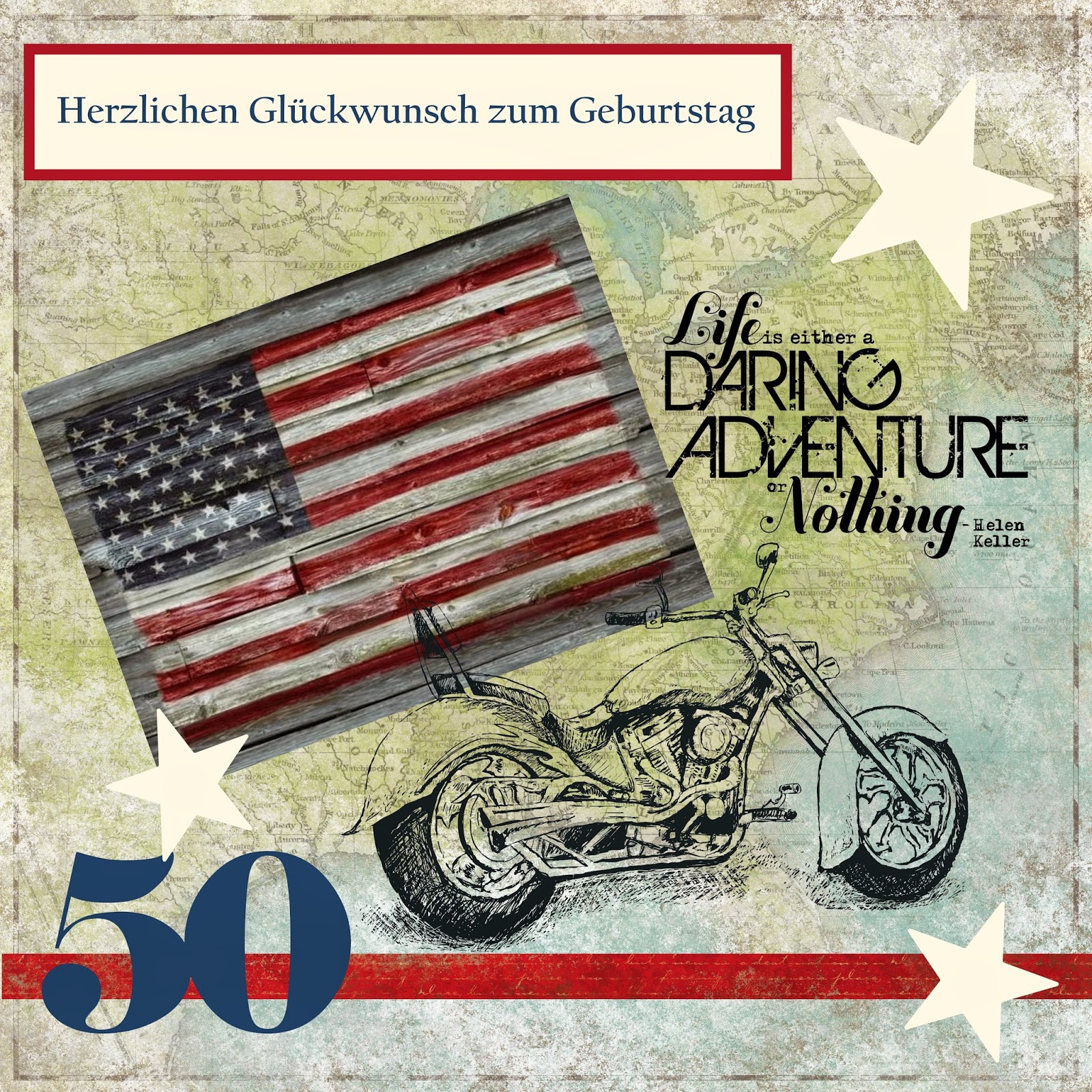 Kreativstudio Karte zum 50. Geburtstag mit Harley
