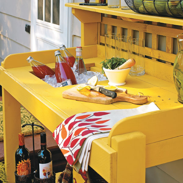 Use a Potting Bench as a Serving Station

