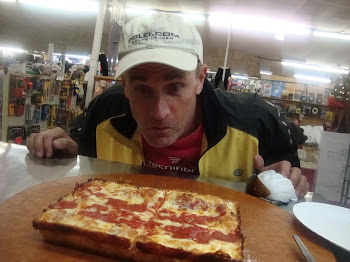 Lol, my friend Dave staring at a Detroit style pizza I made