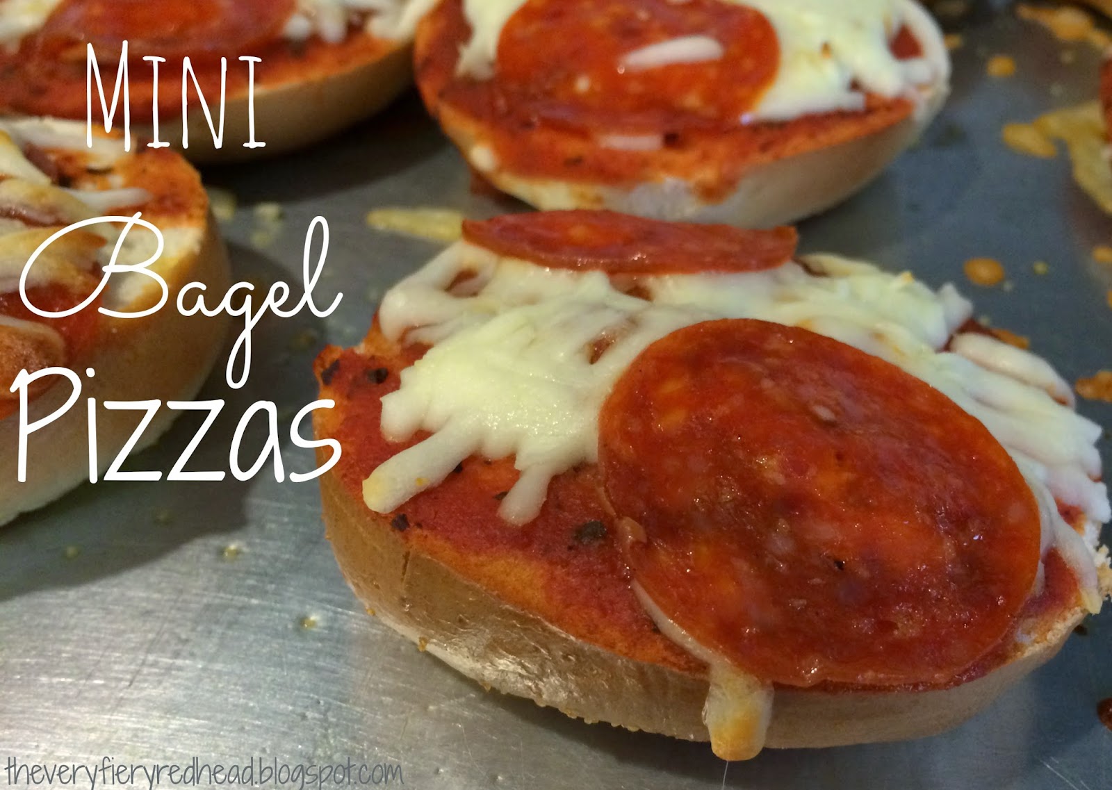 The Fiery Redhead Mini Bagel Pizzas.