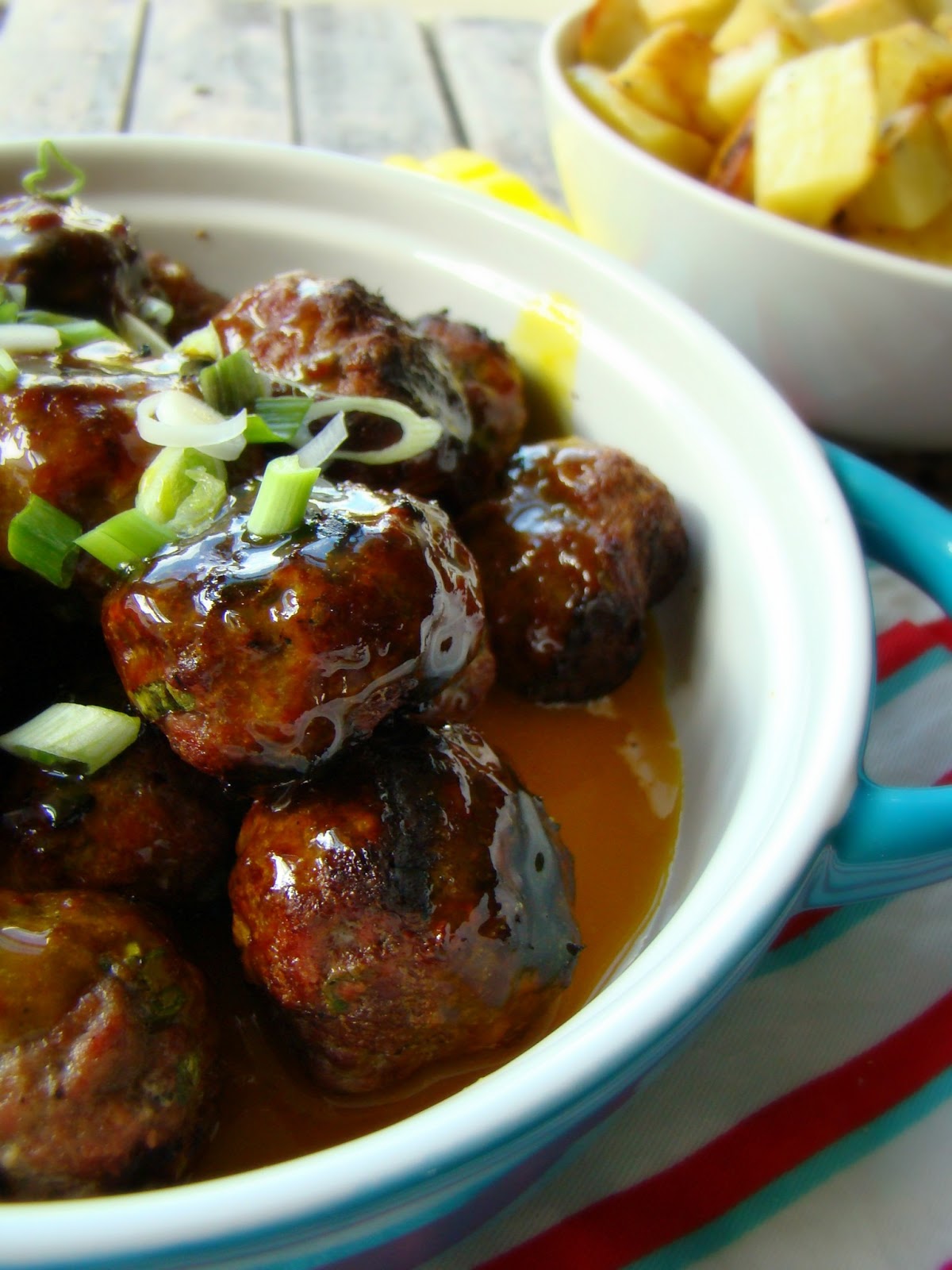 Grilled honey mustard meatballs