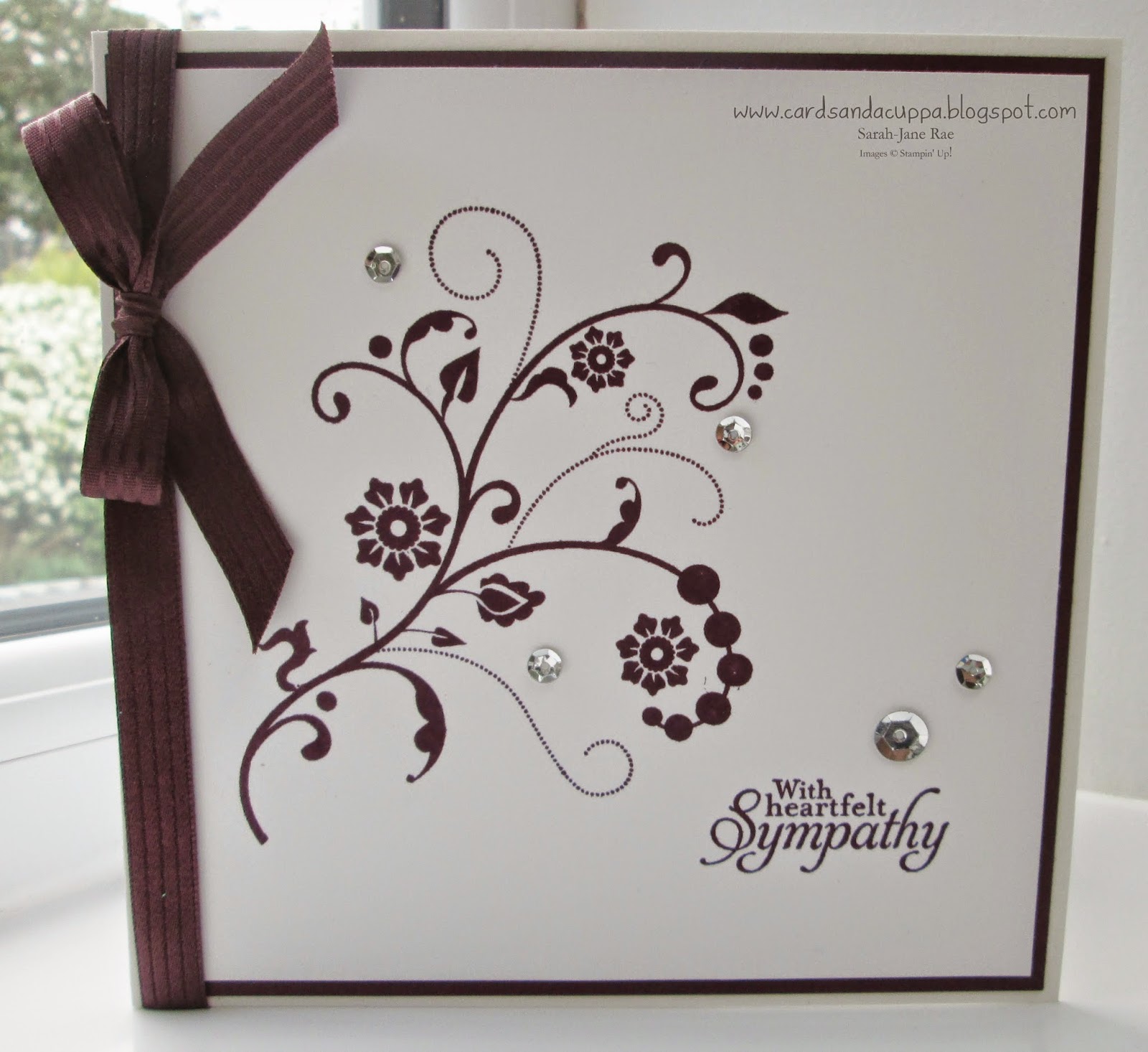 SarahJane Rae cardsandacuppa Stampin' Up! UK Order Online 24/7 Sympathy card using Flowering