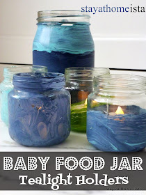 Use baby food jars as tea light holders, perfect for centerpieces, baby showers, or kid birthday parties