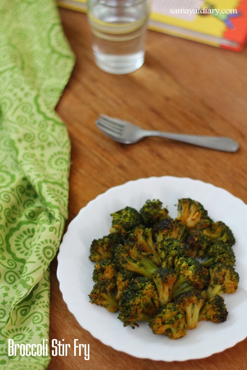 Oven stir fried Broccoli Indian Style Samayal Diary