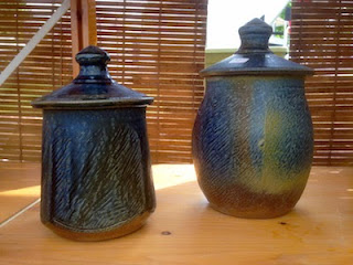 Squared ceramic lidded jars by Future Relics Pottery